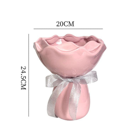 Handcrafted Minimalist Ceramic Vase - Artistic Home Decor Centerpiece(pink)