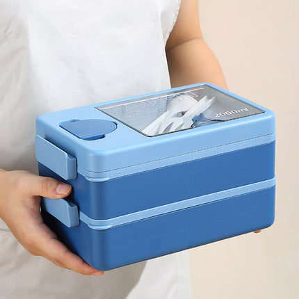 2L Double-Layer Bento Lunch Box – shape and profile