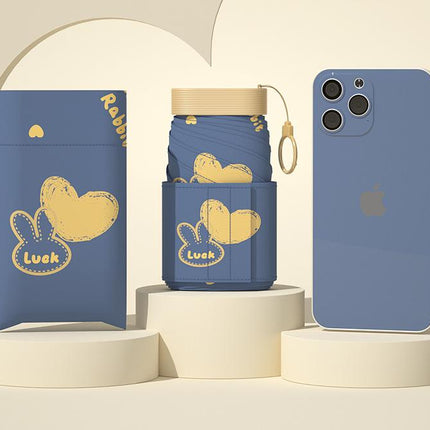 Ultra-Compact 7-Fold Folding Umbrella - UPF50+ Sun Protection & Portable Clip Design(Dark Blue)