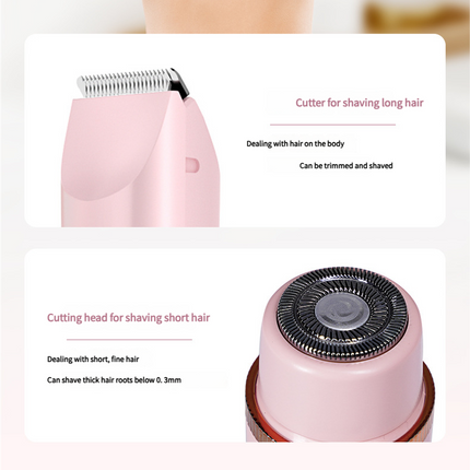 Dual-Head Electric Hair Trimmer - IPX7 Waterproof Body Groomer with Type-C Charging(pink)