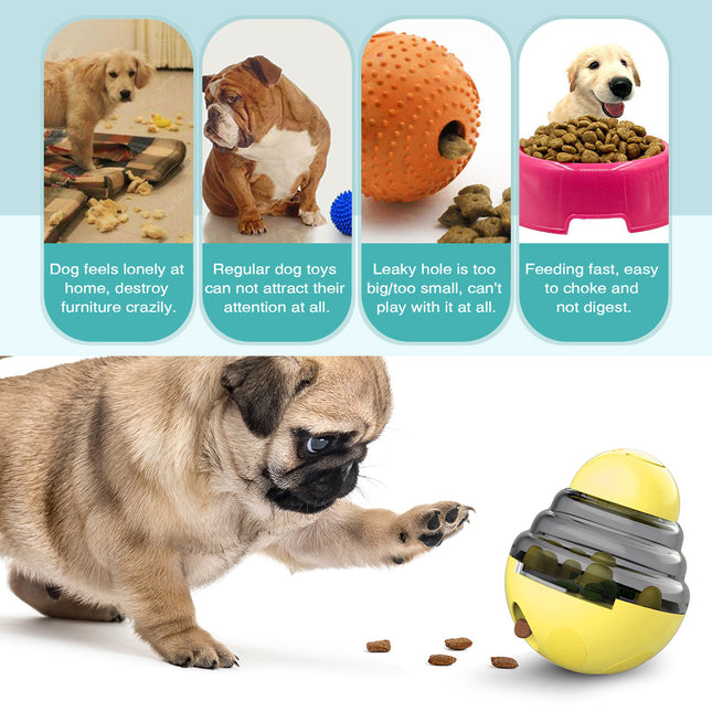 Interactive Dog Puzzle Feeder with Adjustable Food Dispensing Holes(Yellow) – product detail