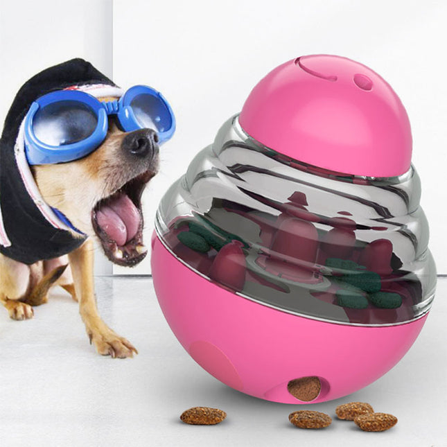 Interactive Dog Puzzle Feeder with Adjustable Food Dispensing Holes(Pink) V888-ELOSUNG35366