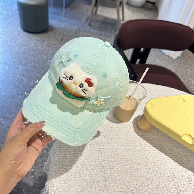Adorable Cartoon Cat & Stars Baseball Cap