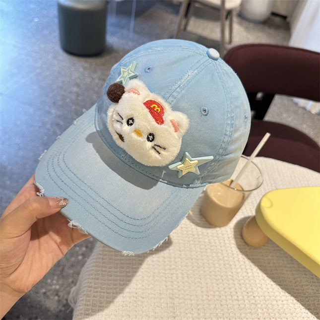 Adorable Cartoon Cat & Stars Baseball Cap