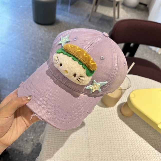 Adorable Cartoon Cat & Stars Baseball Cap