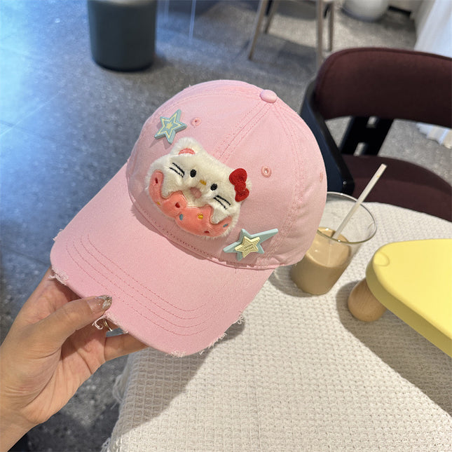 Adorable Cartoon Cat & Stars Baseball Cap