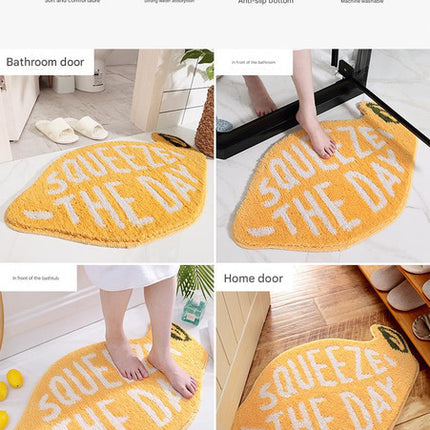Super Absorbent Microfiber Bath Mat - Non-Slip TPR Backing, Machine Washable, Fun Fruit Designs(Pink peach 55*63cm)