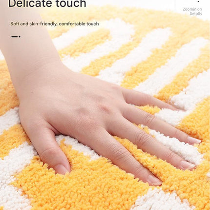 Super Absorbent Microfiber Bath Mat - Non-Slip TPR Backing, Machine Washable, Fun Fruit Designs(Pink peach 55*63cm)