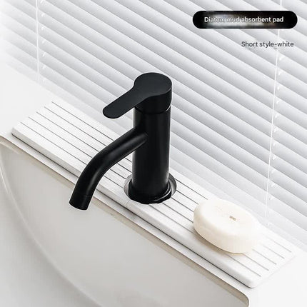 Diatom Mud Faucet Splash Guard & Absorbent Mat - Quick Dry, Non-Slip Sink Organizer(white)