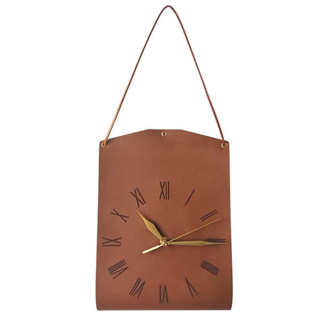 Retro PU Leather Hanging Wall Clock
