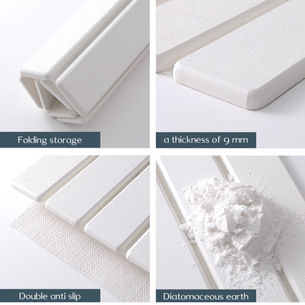 Folding Diatomaceous Earth Countertop Drain Mat - Quick Dry, Non-Slip & Easy Clean Absorbent Pad(white)