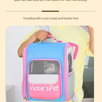 Breathable Pet Carrier Backpack - Large Capacity, Multiple Windows, Oxford Cloth(pink)