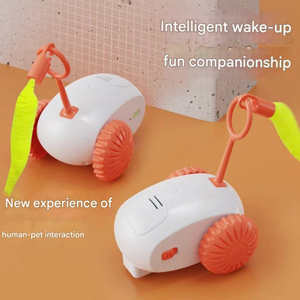 Interactive Smart Cat Toy Car - Automatic Obstacle Avoidance, Feather Tail, USB Rechargeable(blue)