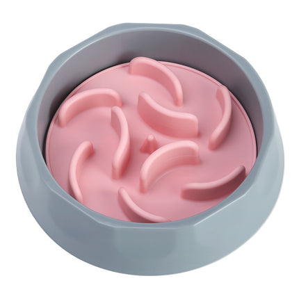 Slow Feeder Dog Bowl Set - Anti-Choke Puzzle Feeder Insert & Bowl for Healthy Eating Habits(pink)