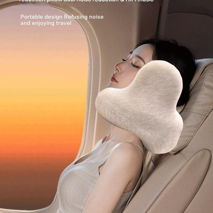 Smart Neck Pillow with Dual Noise Reduction, HIFI Bluetooth Music & Graphene Heating - Sleep Elf" Travel Pillow(Sky blue)"