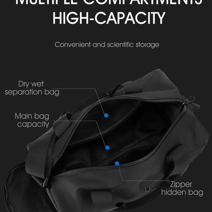 Large Capacity Travel Duffel Bag with Shoe Compartment & Wet Pocket - Multi-Purpose Gym & Weekend Bag(Black)