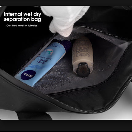 Large Capacity Travel Duffel Bag with Shoe Compartment & Wet Pocket - Multi-Purpose Gym & Weekend Bag(Black)