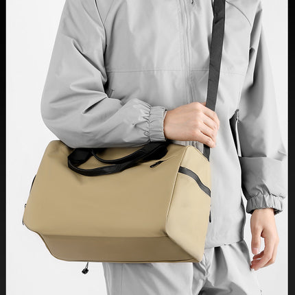 Large Capacity Travel Duffel Bag with Shoe Compartment & Wet Pocket - Multi-Purpose Gym & Weekend Bag(Khaki)