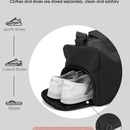 Large Capacity Travel Duffel Bag with Shoe Compartment & Wet Pocket - Multi-Purpose Gym & Weekend Bag(Khaki)