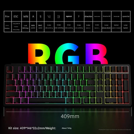 Tri-Mode RGB Mechanical Gaming Keyboard - 102-Key, Hot-Swappable, 4000mAh Battery, 5-Layer Sound Dampening(Strawberry on white)