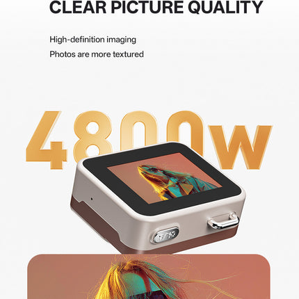 Mini Retro Keychain Camera - 48MP Photos, 1080P HD Video with Built-in Filters & Flash(Khaki Brown)