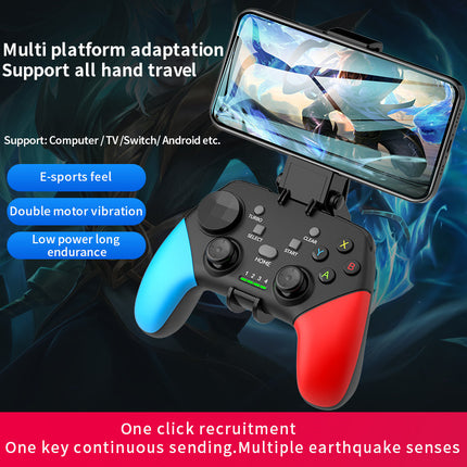 Multi-Platform Wireless Gaming Controller with Dual Motor Vibration, Turbo & Phone Holder(Black, Red and Blue)