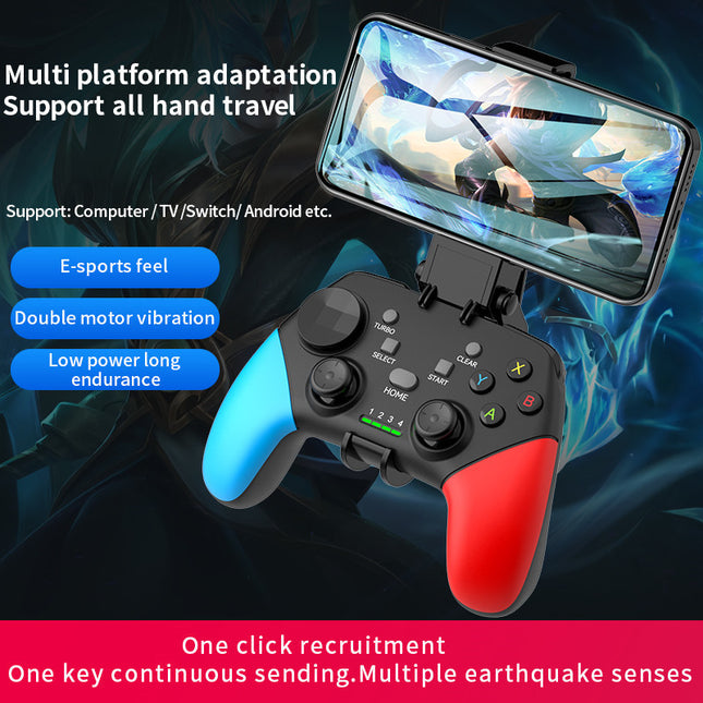 Multi-Platform Wireless Gaming Controller with Dual Motor Vibration, Turbo & Phone Holder(Black, Red and Blue)