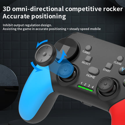Multi-Platform Wireless Gaming Controller with Dual Motor Vibration, Turbo & Phone Holder(White, red and blue with receiver)