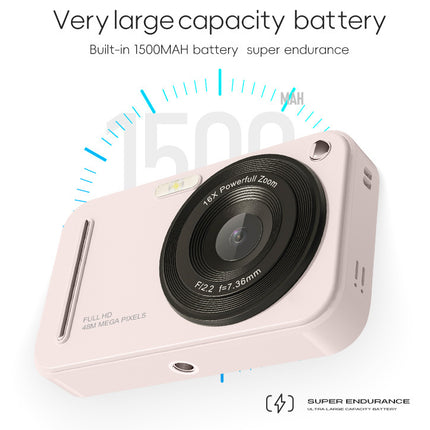 48MP Digital Camera with 16x Zoom & AF Autofocus - Full HD Vlogging Camera for Beginners & Kids(Pink)