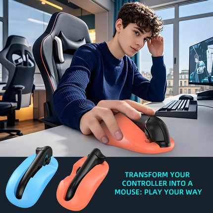 Ergonomic Mouse Grip for Nintendo Switch Joy-Con - 2-Pack Controller Holder (Orange Blue)