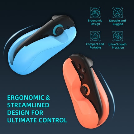 Ergonomic Mouse Grip for Nintendo Switch Joy-Con - 2-Pack Controller Holder (Orange Blue)