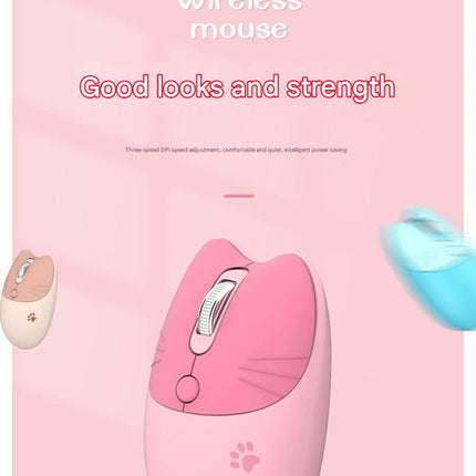 Cute Cat Shaped Wireless Office Mouse - Dual Mode 2.4G/Bluetooth, 3-Level DPI, Silent Click(brown)