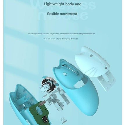 Cute Cat Shaped Wireless Office Mouse - Dual Mode 2.4G/Bluetooth, 3-Level DPI, Silent Click(brown)