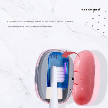 Portable UVC Toothbrush Sterilizer Case - 5-Minute Automatic Sanitizer, USB-C Rechargeable(blue)