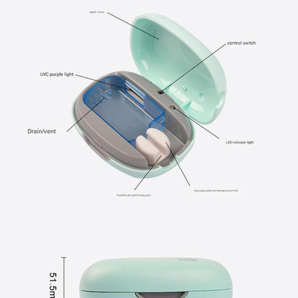 Portable UVC Toothbrush Sterilizer Case - 5-Minute Automatic Sanitizer, USB-C Rechargeable(blue)