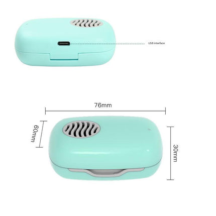 Portable UVC Toothbrush Sterilizer Case with Drying Fan - USB-C Rechargeable, 5-Minute Fast Disinfection(green)