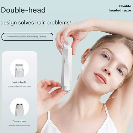 2-in-1 Women's Electric Body Shaver & Facial Trimmer - IPX7 Waterproof, Dual Head with Ceramic Blades, USB Rechargeable(White)