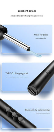 Smart Visual Ear Cleaner with HD WiFi Camera - Gentle Silicone Tips, USB-C Rechargeable Otoscope for Safe Ear Wax Removal(White low-level version)
