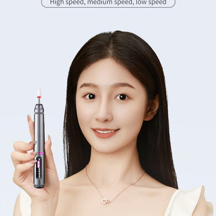 Professional Electric Nail Drill Pen Kit - 3-Speed, Bidirectional, Rechargeable Manicure & Pedicure Tool(Silver Gray)