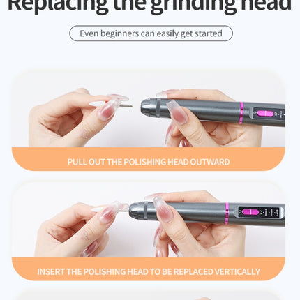 Professional Electric Nail Drill Pen Kit - 3-Speed, Bidirectional, Rechargeable Manicure & Pedicure Tool(Silver Gray)