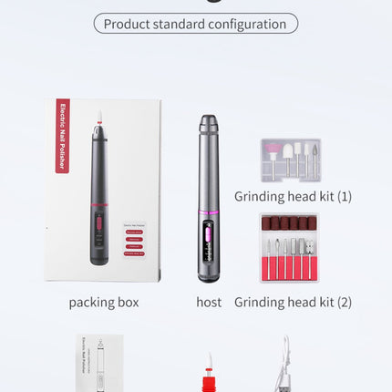 Professional Electric Nail Drill Pen Kit - 3-Speed, Bidirectional, Rechargeable Manicure & Pedicure Tool(Silver Gray)