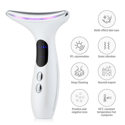 Multi-Function Neck & Face Beauty Device - 4-in-1 LED Light Therapy, EMS Lifting & Anti-Wrinkle Massager(White)