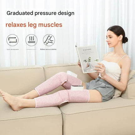 Rechargeable Air Compression Leg Massager with Heat Therapy for Knee & Calf Relief(pink-Single)