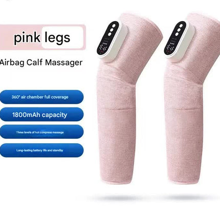 Rechargeable Air Compression Leg Massager with Heat Therapy for Knee & Calf Relief(pink-Double)