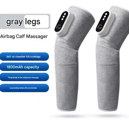 Rechargeable Air Compression Leg Massager with Heat Therapy for Knee & Calf Relief(grey-Double)