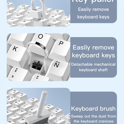 Two Multi-functional Keyboard Cleaning Kit & Ergonomic Wrist Rest with Integrated Storage(White)