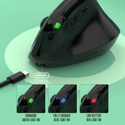Two Ergonomic Vertical Wireless Mouse - Dual Mode (2.4G & Bluetooth), 5 Adjustable DPI, Silent Clicks, Rechargeable(white)