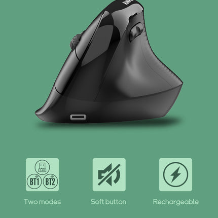 Two Ergonomic Vertical Wireless Mouse - Dual Mode (2.4G & Bluetooth), 5 Adjustable DPI, Silent Clicks, Rechargeable(white)