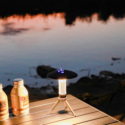 Portable Outdoor Camping Lantern with Tripod Stand (Black)