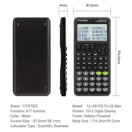 Advanced Scientific Calculator with 417 Functions & Large Natural Textbook Display(silver)